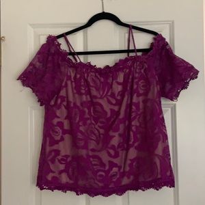 Skies are blue - purple blouse size large